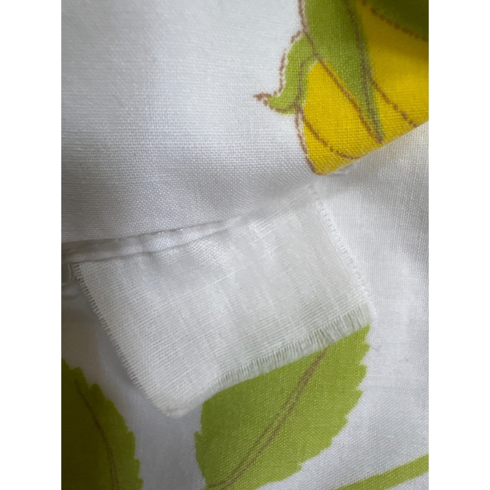 VTG Yellow Rose Floral Print Pillowcase White Green Stem Cottagecore King sz - Picture 3 of 5